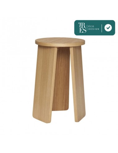 Tabouret Split Tripler en bois de chêne en linge