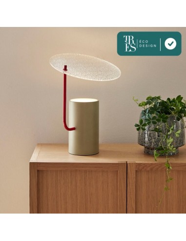 Lampe à poser Disc en verre texturé Venez acheter