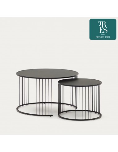 Lot de 2 tables appoint gigognes Hadar en verre trempé  Ø75cm / Ø 45cm Découvrez la collection