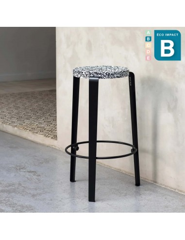 Tabouret MI-LOU en plastique recyclé, hauteur 66 cm rembourrage situé sous