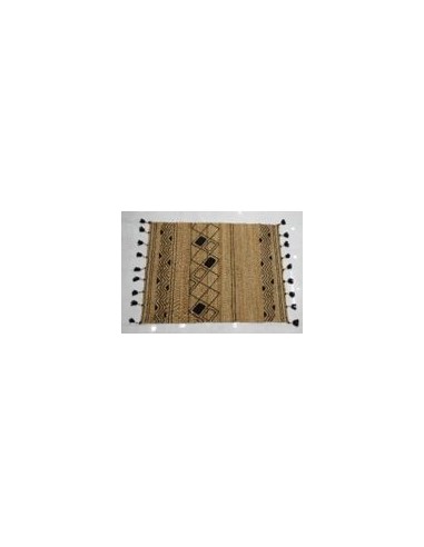 TAPIS JUTE POMPOM ETHNIQUE 160x230cm pas cher 