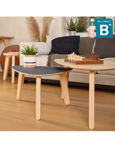 Petite table basse Yellow en bois de forêts durables, Haut.37cm brillant des détails fins