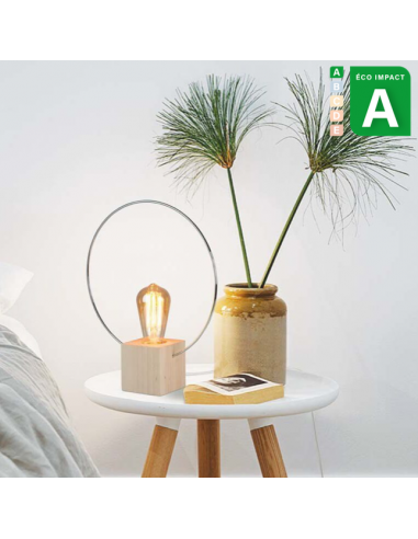 Lampe à poser Aura en bois et métal pas cher