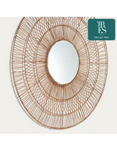 Miroir Viviana en rotin finition naturelle Ø 110 cm Livraison rapide