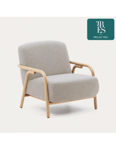 Fauteuil Sylo beige en bois massif de frêne FSC 100 % ouvre sa boutique